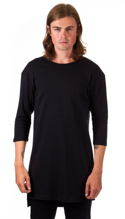 Three Quarter Sleeve T-Shirt - Black