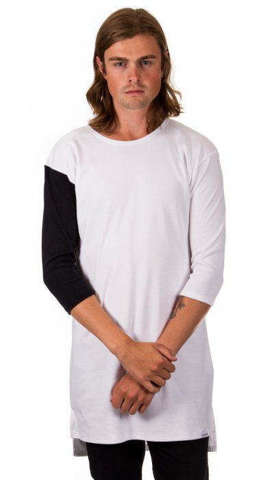 Three Quarter Sleeve T-Shirt - White/Black